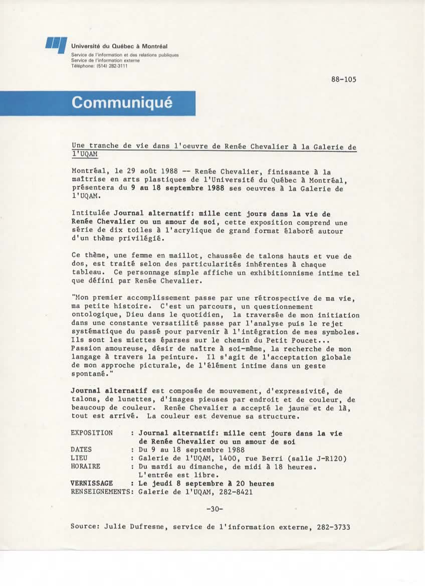 Communique UQAM 1988