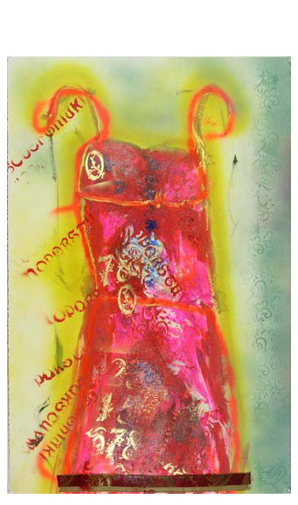  La robe rose, acrylique sur papier, Les Femmeuses, Pratt & Whitney, Longueuil, Québec, Canada , Collection Loto-Québec  