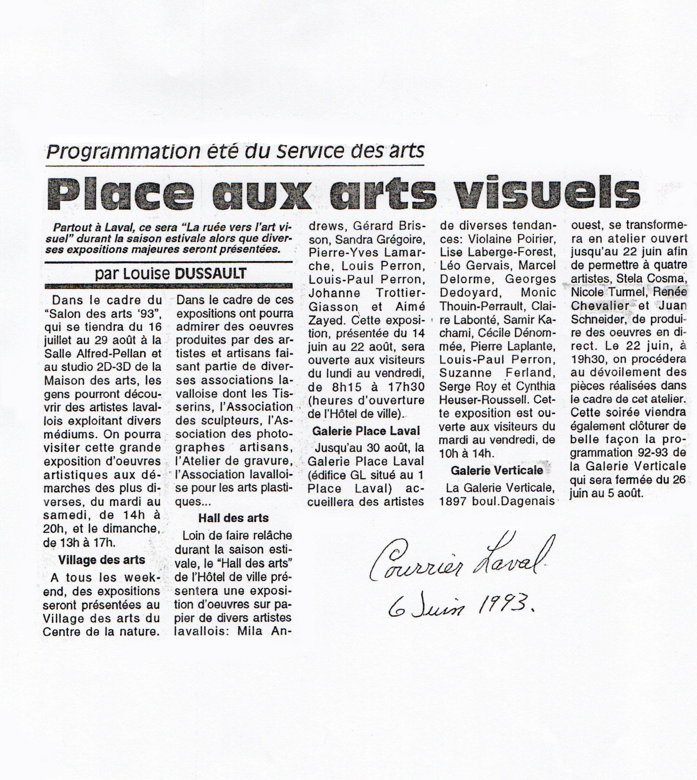 1993Cr�ation en direct Galerie verticale  Courrier Laval.jpg - 1.2 MB