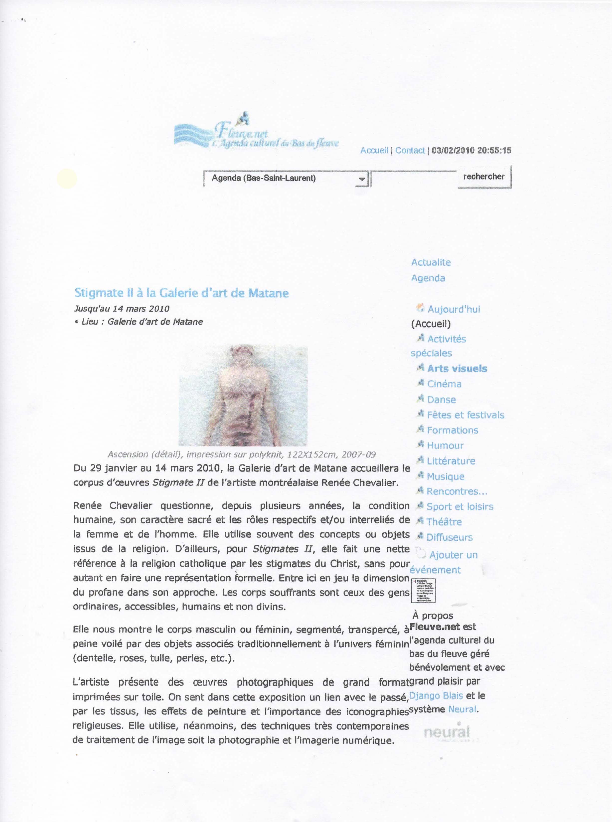 Cyber presse Fleuve.net  03-02-2010