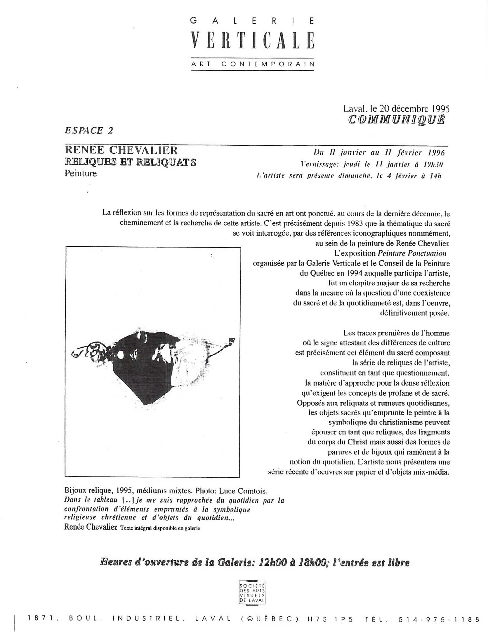 Reliques et reliquats communiqu�